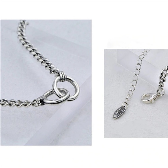 *NEW* 925 Sterling Silver Double Circle Chain Bracelet - Picture 7 of 7